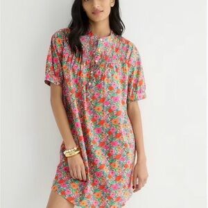 J. Crew Short-sleeve Mini Shirtdress In Liberty Meadow Song Fabric Size Small